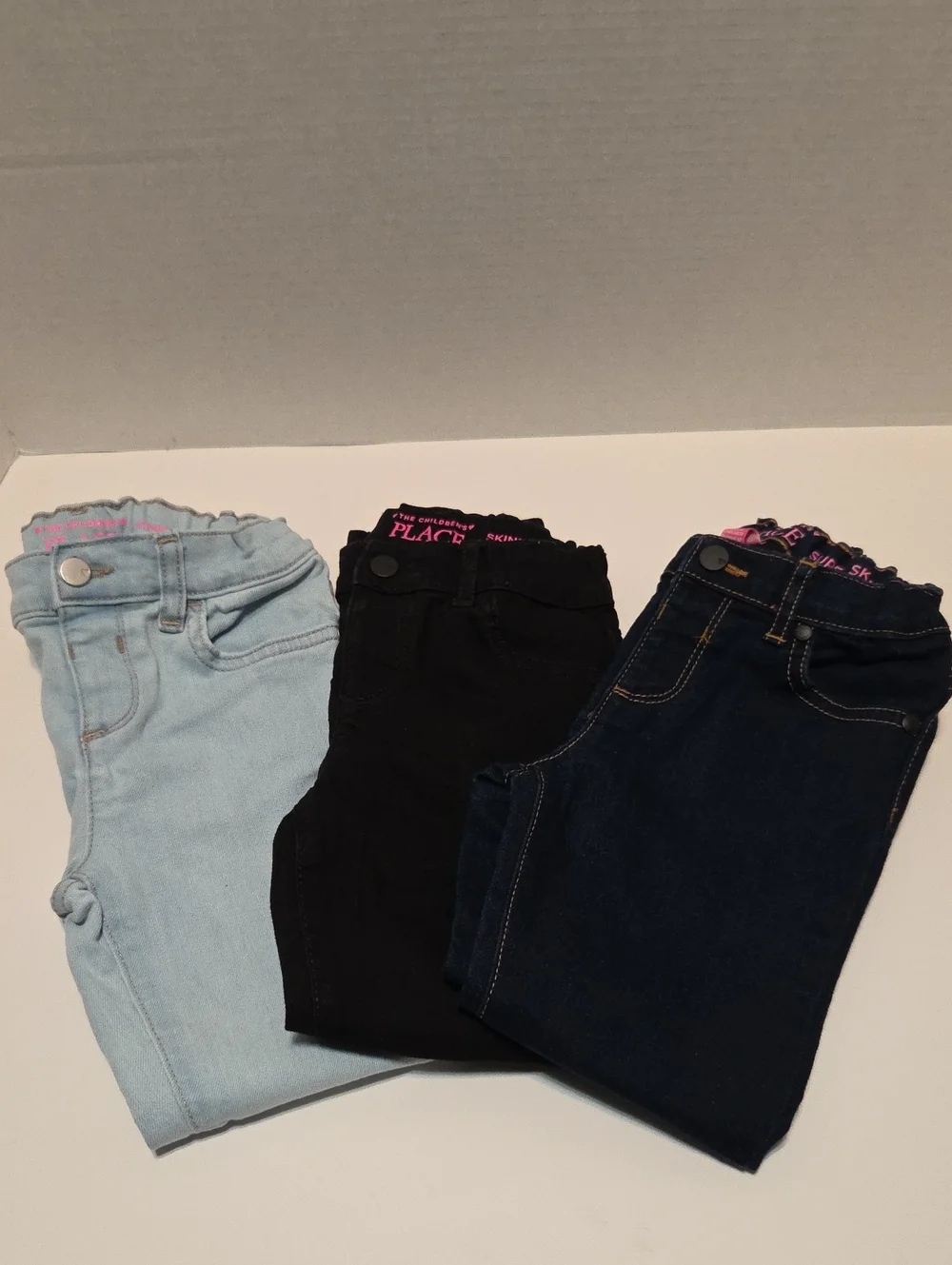 The Children's Place Girls' Pull-On Jeggings Trio - Light Blue, Black, Dark Blue